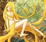  1girl ayase1124 barefoot blonde_hair breasts cleavage feet long_hair nude rapunzel rapunzel_(grimm) solo very_long_hair 