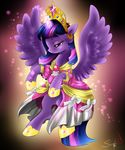  crown daughter-of-fantasy dress equine eyeshadow female feral friendship_is_magic glowing gold hi_res horn horse magic makeup mammal my_little_pony pony purple_eyes solo sparkles twilight_sparkle_(mlp) winged_unicorn wings 
