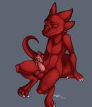  claws cum dragon eyes_closed invalid_tag kayla-na kobold male masturbation red_scales reptile scalie testacles 