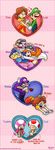  4boys blue_eyes cap couples crown dress facial_hair gem gloves hat highres luigi made_in_wario mona mona_(warioware) multiple_boys multiple_girls mustache nintendo overalls princess princess_daisy red_hair super_mario_bros. super_mario_land suspenders toad toad_(mario) toadette waluigi warioware 