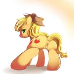 applejack_(mlp) butt equine female feral freedomthai friendship_is_magic hat horse looking_at_viewer looking_back mammal my_little_pony nude plain_background pony presenting presenting_hindquarters presenting_pussy pussy solo white_background 