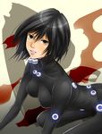  1girl black_hair bodysuit breasts gantz gantz_suit short_hair solo uni+ yamasaki_anzu 