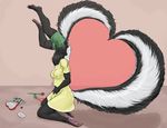  blue_eyes candy chocolate clothed clothing dress female flower fluffy fluffy_tail hair holidays letter mammal pawpads shorts skunk strega valentine&#039;s_day valentine's_day vorarephilia vore white_hair 