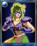  80s breasts card cleavage female_warrior finger_nails fingernails galaxy_card green_hair kurumada_masami mask oldschool ophiuchus_shaina saint_seiya shonen_jump shoulder_pads 