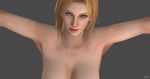  1girl 3d armpits blonde_hair blue_eyes blush breasts cleavage dead_or_alive highres large_breasts lips look_up nude outstretched_arms simple_background solo tecmo tina_armstrong 