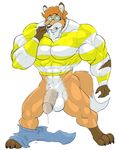  arnold_perlstein balls biceps canine clothing eyewear fox glasses hyper male mammal muscles mutant_serpentina pants pecs penis plain_background precum solo the_magic_school_bus thick_penis torn_clothing 