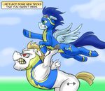  comic ear_piercing english_text equine feral friendship_is_magic green_eyes hooves horse male mammal my_little_pony pegasus piercing pluckyninja pony red_eyes shadowbolts_(mlp) snowflake_(mlp) soarin_(mlp) text timber_(artist) wings wonderbolts_(mlp) 