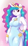  anthrofied chubby crown dress equine female friendship_is_magic horn mammal my_little_pony onnanoko princess princess_celestia_(mlp) royalty solo voluptuous winged_unicorn wings 