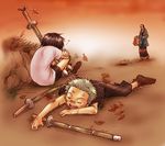  1girl 2boys black_hair child glasses green_hair koshiro kuina multiple_boys one_piece ray_ash roronoa_zoro sleeping young younger 