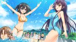  6+girls armpits arms_up ass bikini black_hair black_legwear black_swimsuit blue_eyes blue_swimsuit breasts brown_hair casual_one-piece_swimsuit cinema_(nostalgica) cleavage cloud crossed_arms day eyebrows eyebrows_visible_through_hair flourite_avega game_cg green_eyes green_swimsuit hair_between_eyes kaya_fruhling komorebi_no_nostalgica long_hair medium_breasts multiple_girls navel norita one-piece_swimsuit one_eye_closed open_mouth outdoors pink_swimsuit red_bikini samon_seijuurou sawatari_itsuki shimazu_akira shimazu_shouta silver_hair sky swimsuit thighhighs twintails underboob water white_bikini white_legwear yellow_bikini 