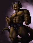  2012 abs anthro balls biceps boosterpang brown_skin bulge dragon fin fins flaccid flexing horn looking_at_viewer male muscles nipples pecs penis pose scales scalie solo topless underwear 