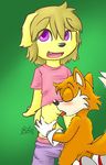    animal_ears anthro blonde_hair canine clothed clothing cub cunnilingus dakota dog female flashing fox golden_retriever hair half-dressed interspecies licking looking_at_viewer male manafox miles_prower open_mouth oral oral_sex panties pants pants_down penetration purple_eyes pussy sega sex shirt smile solo sonic_(series) straight tongue underwear undressing vaginal vaginal_penetration young 
