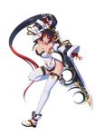  1girl absurdres banpresto breasts highres large_breasts long_hair multicolored_hair nanbu_kaguya official_art ponytail project_x_zone smile super_robot_wars super_robot_wars_og_saga_:_mugen_no_frontier super_robot_wars_og_saga_mugen_no_frontier sword very_long_hair weapon 