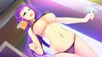  bra breasts fujishiro_aki large_breasts panties purple_hair swaneye underboob underwear 