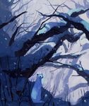  cool_colors forest grass halsione mammal mustelid scenery snow snowing solo tree unknown_species weasel 