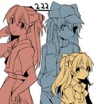  bad_id bad_pixiv_id bow child eyepatch hair_ribbon hat jacket long_hair mizuki_(koko_lost) multiple_girls multiple_persona neon_genesis_evangelion rebuild_of_evangelion ribbon school_uniform shikinami_asuka_langley skirt souryuu_asuka_langley two_side_up younger 