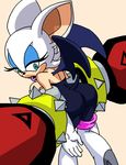  anthro bat big_breasts blue_eyes breasts cleavage clothed clothing dboy e-123_omega female huge_breasts looking_back machine male mammal mechanical robot rouge_the_bat sega sonic_(series) wings 