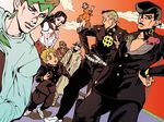  6+boys bad_id bad_pixiv_id black_hair blonde_hair blue_eyes dress earrings floating gakuran ghost headband height_difference higashikata_jousuke hirose_kouichi jewelry jojo_no_kimyou_na_bouken joseph_joestar kishibe_rohan kuujou_joutarou long_hair multiple_boys multiple_girls nijimura_okuyasu orange_sky pompadour school_uniform serafuku shiromeshi_(pixiv) shizuka_joestar short_hair sky smile sugimoto_reimi yamagishi_yukako 