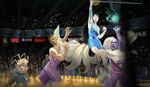  ahri animal_ears audience basketball black_hair breasts canine clothed clothing female fox game graves hair human jersey kog&#039;maw league_of_legends long_hair male muscles nine_tailed_fox open_mouth orb random_black_guy ryze 