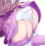 ass ass_focus boots brown_hair close-up fire_emblem fire_emblem:_kakusei garter_straps harihisa kneeling long_hair panties shorts shorts_removed simple_background skirt solo sumia thigh_boots thighhighs underwear very_long_hair white_background white_panties 
