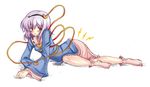  :&lt; blush cable fallen_down komeiji_satori lying on_side pink_hair piromizu red_eyes short_hair socks solo touhou 