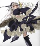  8981 bad_id bad_pixiv_id doll_joints dress frills hairband kneehighs long_hair red_eyes rozen_maiden silver_hair socks solo suigintou sword weapon wings 