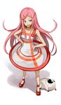  anemone_(eureka_seven) bad_id bad_pixiv_id choker dress eureka_seven eureka_seven_(series) hair_ornament hairpin hands_on_hips highres long_hair mary_janes osamu_(jagabata) pet pink_hair purple_eyes shoes smirk solo 