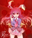  animal_ears bad_id bad_pixiv_id bunny_ears business_suit eyes fang formal long_hair necktie purple_hair red_eyes red_neckwear reisen_udongein_inaba ren_san skirt skirt_suit solo suit touhou 