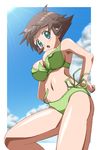  awa bikini breasts cleavage day kemeko_deluxe large_breasts makihara_izumi oekaki short_hair solo swimsuit 