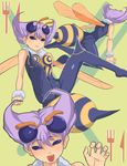  antennae bee_girl insect_girl monster_girl pantyhose purple_hair q-bee striped tarayama vampire_(game) wings 