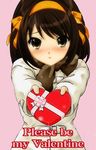  artist_request blush box english heart heart-shaped_box incoming_gift simple_background solo source_request suzumiya_haruhi suzumiya_haruhi_no_yuuutsu valentine 