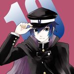  androgynous blue_eyes blue_hair cape cosplay devil_summoner hat keh kuzunoha_raidou kuzunoha_raidou_(cosplay) persona persona_4 reverse_trap school_uniform shako_cap shin_megami_tensei shirogane_naoto short_hair solo 