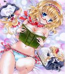  alice_margatroid at_classics bespectacled blonde_hair blue_eyes blush book breasts cleavage glasses hairband large_breasts long_hair lying magic_circle marker_(medium) navel on_back panties ribbon sample shanghai_doll short_hair side-tie_panties smile solo topless touhou traditional_media underwear underwear_only 