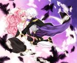  1girl braid closed_eyes fire_emblem fire_emblem:_kakusei hairband henry_(fire_emblem) hug long_hair midriff olivia_(fire_emblem) one_eye_closed open_mouth pink_eyes pink_hair ponac ponytail short_hair smile twin_braids very_long_hair white_hair 