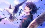  b71060 bad_id bad_pixiv_id bird black_eyes black_hair crying emiya_kiritsugu fate/zero fate_(series) male_focus solo tears younger 