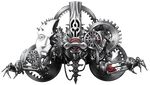  cthulhu_mythos gears hourglass mask mazeran no_humans nyarlathotep original tick_tock_man transparent_background 