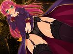  black_legwear black_panties blush elf garter_belt green_eyes lace lace-trimmed_thighhighs legs lingerie panties pink_hair pointy_ears pov priest priest_(ragnarok_online) ragnarok_online thighhighs thighs toujou_akira underwear 