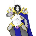  2019 absurd_res anthro armor big_breasts black_nose breasts bridget_malcolm_(lildredre) canine cape cleavage clothed clothing dalmatian digital_media_(artwork) dog eyebrows female fur gloves hair hayakain hi_res holding_object holding_weapon huge_breasts looking_at_viewer mammal melee_weapon navel noble rapier simple_background solo spots spotted_fur standing sword voluptuous warrior_princess weapon white_background white_fur wide_hips 