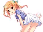  baseball blonde_hair blush blush_stickers harusaki_chiwa nekogoro ore_no_kanojo_to_osananajimi_ga_shuraba_sugiru panties pantyshot red_eyes school_uniform short_hair short_sleeves solo twintails underwear white_background white_panties 