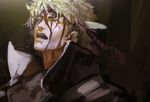  bad_id bad_pixiv_id blonde_hair blood blood_on_face blueman caesar_anthonio_zeppeli facial_mark feathers hair_feathers headband jojo_no_kimyou_na_bouken male_focus realistic scarf solo 