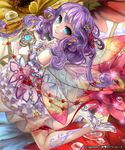  blue_eyes chain dress earrings fairy fortune_fairy hair_ribbon heart high_heels jewelry key long_hair necklace pisuke pointy_ears purple_hair ribbon shingeki_no_bahamut shoes smile solo wings 