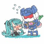  &gt;_&lt; blush chibi closed_eyes couple crossover crying decepticon flying_sweatdrops hatsune_miku holding_spring_onion long_hair mecha open_mouth rkp robot soundwave spring_onion transformers very_long_hair vocaloid wavy_mouth 