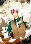  beard coffee cup facial_hair godot gyakuten_saiban gyakuten_saiban_3 highres male_focus mug necktie paper smile solo takix vest visor white_hair 