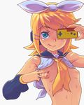  :p bad_id bad_pixiv_id bare_shoulders blonde_hair blue_eyes bottomless bow breasts controller covering_one_eye detached_sleeves famicom game_console game_controller gamepad hair_bow hair_ornament hairclip highres inverted_nipples kagamine_rin looking_at_viewer metata necktie nipples no_bra open_clothes short_hair simple_background small_breasts solo spread_nipple sweat tongue tongue_out upper_body vocaloid 