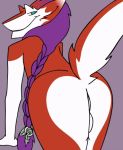  2018 2d_animation animated anus azaly balls big_butt big_tail butt digital_media_(artwork) hair inviting looking_at_viewer looking_back loop male mammal nude oddskull presenting presenting_balls presenting_hindquarters raised_tail sergal smile solo wiggle 