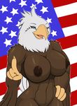  america american_flag anthro avian beak big_breasts bird blue_eyes breasts droll3 eagle female flag happy navel nipples nude pose solo stars stripes usa wings ww2 