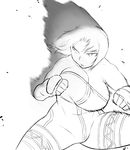  bare_shoulders bouncing_breasts breasts fighting_stance final_fantasy final_fantasy_tactics fingerless_gloves gloves greyscale huge_breasts monk_(fft) monochrome short_hair solo tsukudani_(coke-buta) 