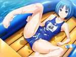  blue_hair game_cg mizugi_no_shimobe-kun school_swimsuit shiun short_hair swimsuit wet 