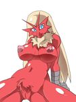  avian big_breasts blaziken blue_eyes breasts female navel nintendo nipples pok&#233;mon pok&eacute;mon pose pussy solo sya video_games 