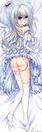  absurdres ass breasts bridal_veil crown d: dakimakura dress dress_lift elbow_gloves full_body garter_straps genderswap genderswap_(mtf) gloves highres kisakinomiya_chihaya legs medium_breasts norita off_shoulder open_mouth otoko_no_ko otome_wa_boku_ni_koishiteru otome_wa_boku_ni_koishiteru_futari_no_elder panties pink_panties purple_eyes side-tie_panties solo thighhighs thighhighs_pull underwear veil wedding_dress white_hair white_legwear 